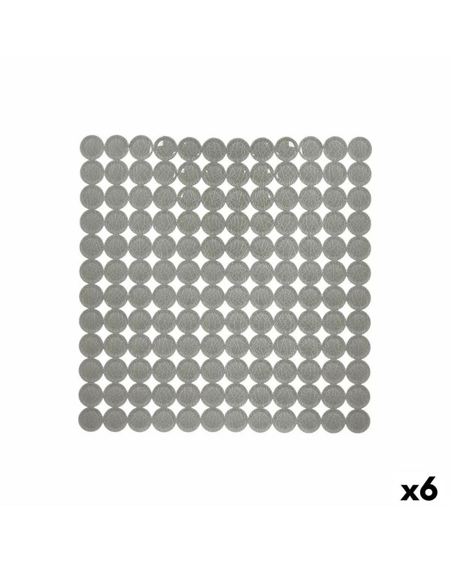 Berilo grijze antislipdouchemat in PVC, 54x54 cm, set of 6, with textured surface for safe shower footing.