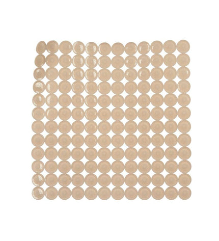 Set of six Berilo beige PVC antislip mats for shower floors, measuring 54x54 cm and 6x55x6 cm, ideal for bathroom safety.
