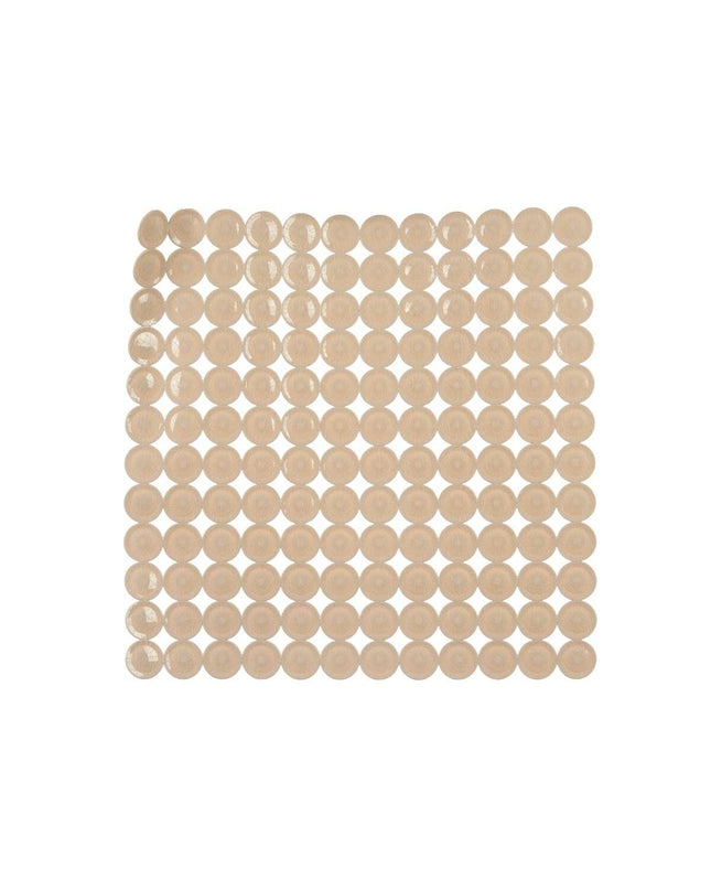 Set of six Berilo beige PVC antislip mats for shower floors, measuring 54x54 cm and 6x55x6 cm, ideal for bathroom safety.