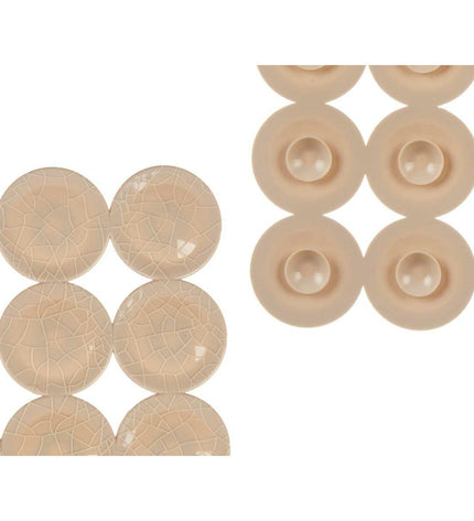 Set of six beige Berilo PVC antislip mats for shower, 54x54 cm with textured surface for safety and grip in bathroom showers.