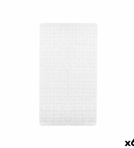 Berilo antislipdouchemat wit PVC, 6x38x6 cm, set of 6, non-slip bathroom mat with window pattern for safety in the shower.