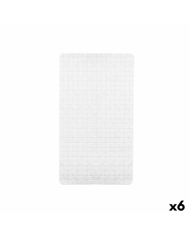 Berilo antislipdouchemat wit PVC, 6x38x6 cm, set of 6, non-slip bathroom mat with window pattern for safety in the shower.