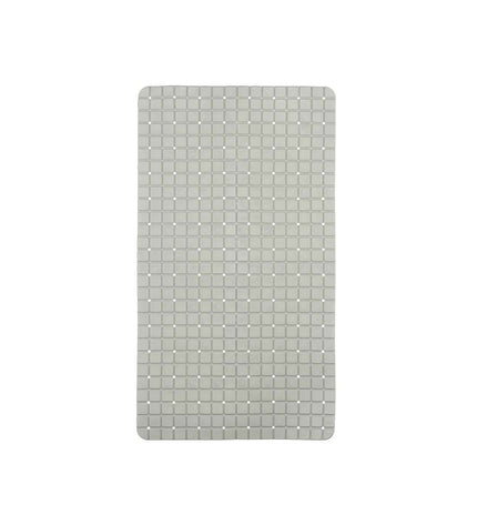 Set of six Berilo gray PVC anti-slip shower mats with window pattern, 67.7 x 38.5 cm, for enhanced safety in the bathroom.