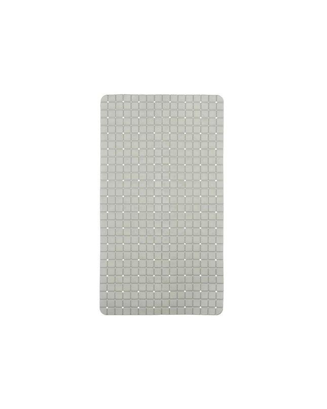 Set of six Berilo gray PVC anti-slip shower mats with window pattern, 67.7 x 38.5 cm, for enhanced safety in the bathroom.