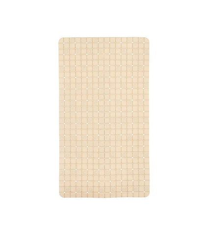 Six Berilo beige PVC antislip shower mats with diamond pattern, each measuring 67.7 x 38.5 cm, for added safety in the bathroom.