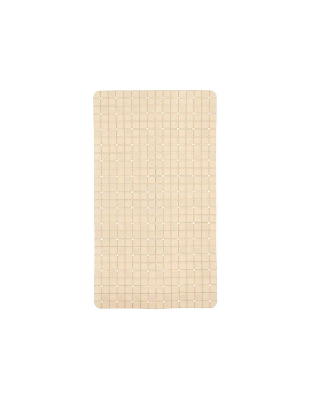 Six Berilo beige PVC antislip shower mats with diamond pattern, each measuring 67.7 x 38.5 cm, for added safety in the bathroom.