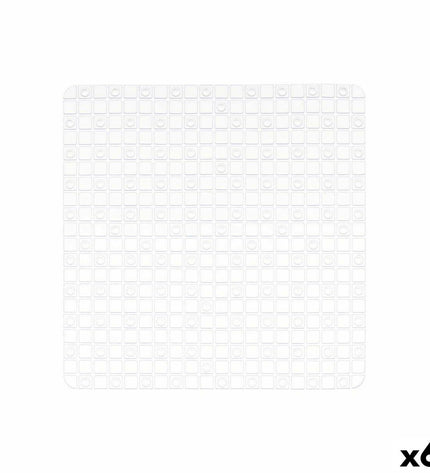 Berilo antislipmat voor in de douche, transparant PVC, 6 stuks, 50x50 cm met ruitpatroon, geschikt voor bad en douche.