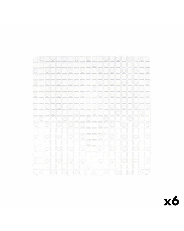 Berilo antislipmat voor in de douche, transparant PVC, 6 stuks, 50x50 cm met ruitpatroon, geschikt voor bad en douche.