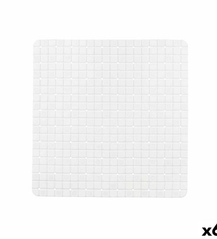 Berilo antislipmat voor in de douche, wit PVC, 6 stuks, 50x50 cm met ruiten patroon, geschikt voor bad en badkamerruimte.