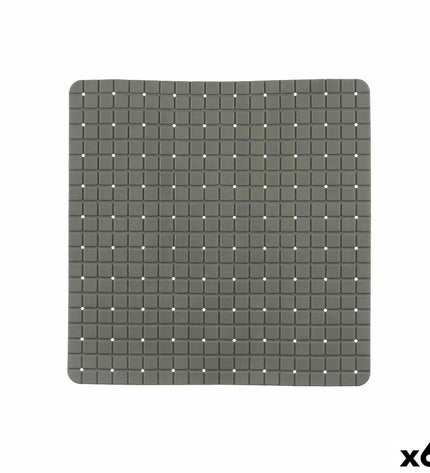 Berilo grijze antislipmat voor douche, PVC, 6 stuks, 50x50 cm met ruitpatroon, veilig en comfortabel badaccessoire