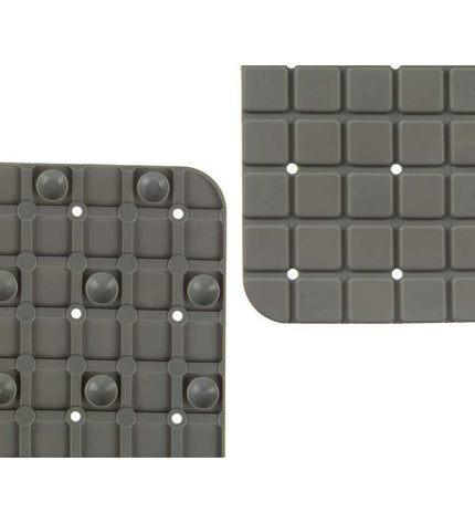 Berilo grijze antislipdouchemat van PVC met ruitpatroon, 6 stuks, geschikt voor badkamers, 6 x 50 x 0,7 cm.