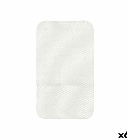 Set of six Berilo white PVC anti-slip mats for shower floors, measuring 69.3 x 40 cm, designed for safety in the bathroom.