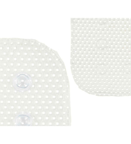 Set of six Berilo white PVC anti-slip mats for bathroom showers, measuring 69.3 x 40 cm, with textured surface for safety.
