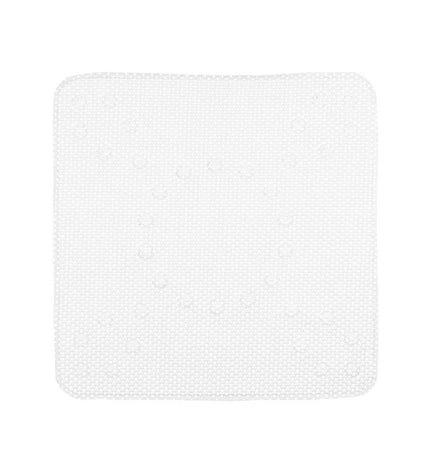 Six white Berilo PVC antislip shower mats with textured surface, 53 x 52.5 cm for bathroom safety.