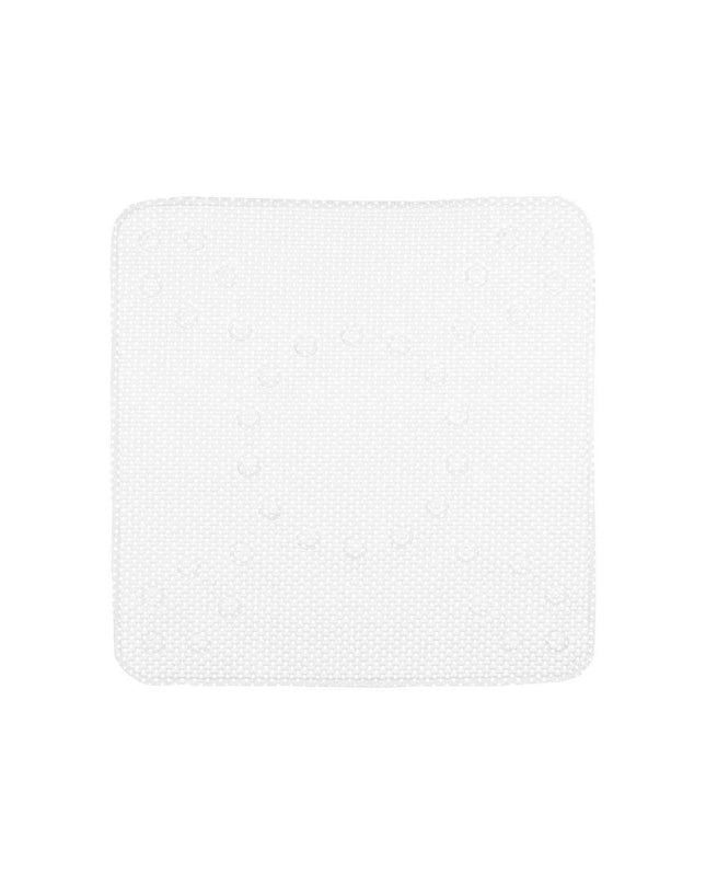 Six white Berilo PVC antislip shower mats with textured surface, 53 x 52.5 cm for bathroom safety.