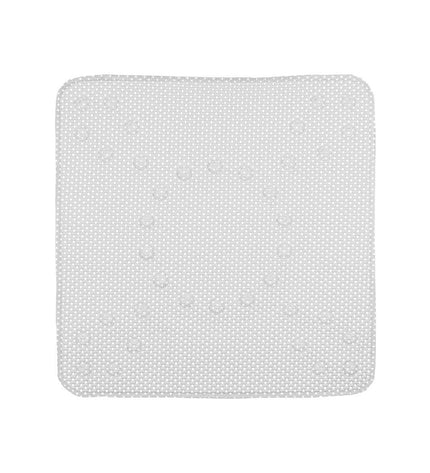 Set of six Berilo gray PVC anti-slip mats for shower floors, measuring 53 x 52.5 cm, ideal for bathroom safety.