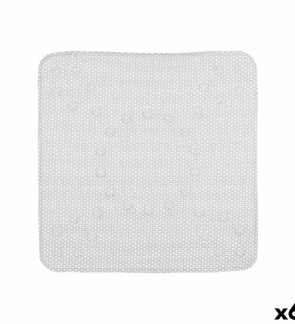Set of six gray Berilo PVC anti-slip mats for shower floors, measuring 53 x 52.5 x 1 cm, designed for bathroom safety.