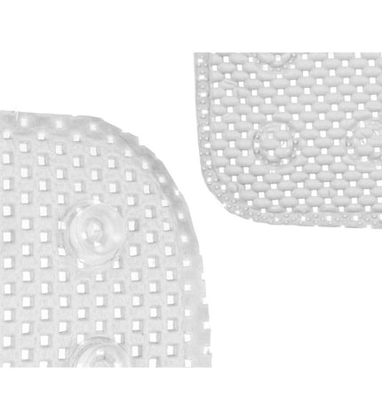 Six gray Berilo PVC antislip mats for shower, 53 x 52.5 cm, with textured surfaces for safety in bathroom and shower areas.