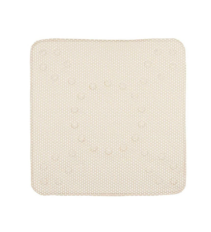 Six beige Berilo PVC antislip mats for the shower, measuring 53 x 52.5 cm, with textured surface for safety in the bathroom.