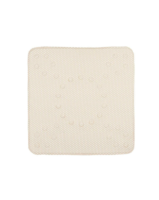 Six beige Berilo PVC antislip mats for the shower, measuring 53 x 52.5 cm, with textured surface for safety in the bathroom.