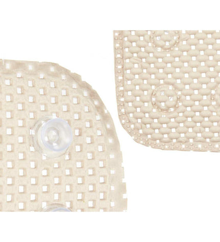 Six beige Berilo PVC antislip shower mats with textured surfaces, measuring 53 x 52.5 cm for safe, non-slip shower flooring.