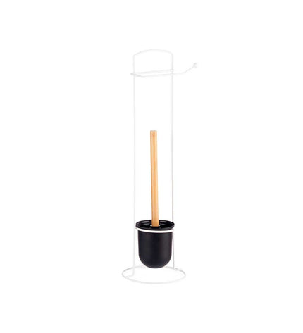 Berilo white toilet paper holder set, 17x57x16.5 cm, designed for bathroom use, with six sturdy holders for toilet paper rolls.