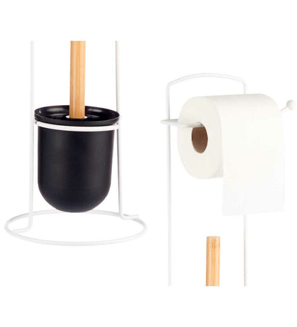 Set of six Berilo white toilet roll holders, 17x57x16.5 cm, mounted in a bathroom setting for convenient toilet paper storage.