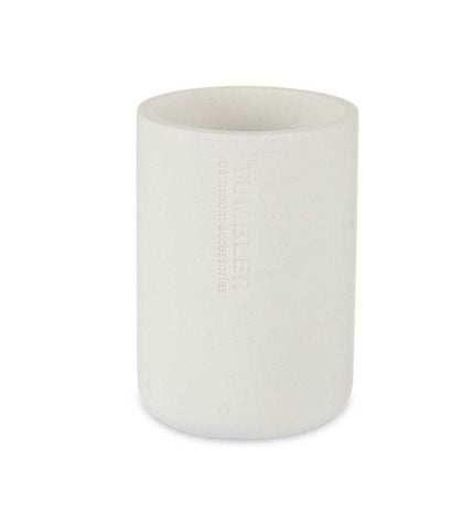 Set of six Berilo white toothbrush holders for bathroom storage, measuring 7.8 x 10.5 x 7.8 cm, suitable for household use.