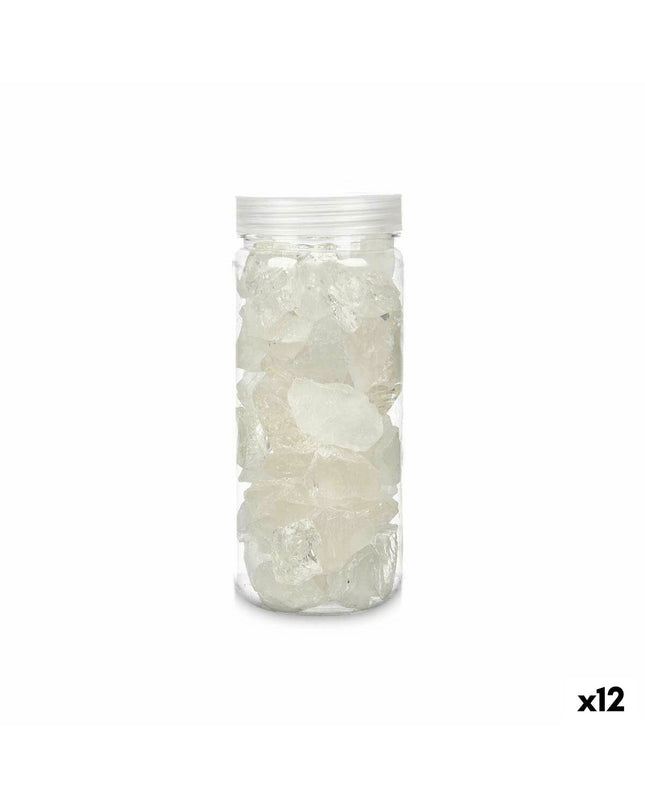 Decorative white quartz stones for garden outdoor decor, 600g, 12 pieces from Gift Decor, natural stone garden ornament.