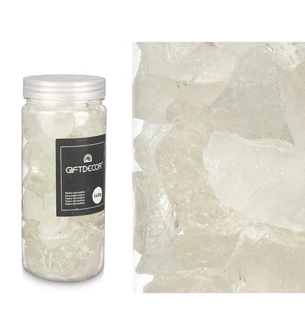 Set of 12 white decorative quartz stones for outdoor garden decor, totaling 600 g, from Gift Decor.
