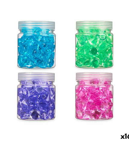 Set of 16 colorful decorative stones in blue, green, purple, and pink by Gift Decor, ideal for outdoor garden decoration.