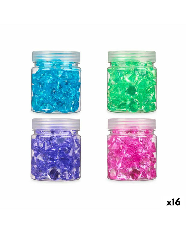 Set of 16 colorful decorative stones in blue, green, purple, and pink by Gift Decor, ideal for outdoor garden decoration.