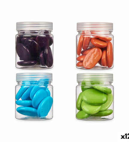 Blue, green, purple, and orange decorative stones from Gift Decor, outdoor garden decor set of 12 stones, 280g total.