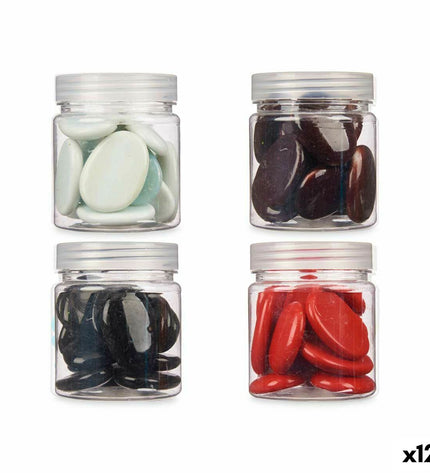 Set of 12 decorative garden stones in white, brown, black, and red by Gift Decor, outdoor landscape decoration, 280g.