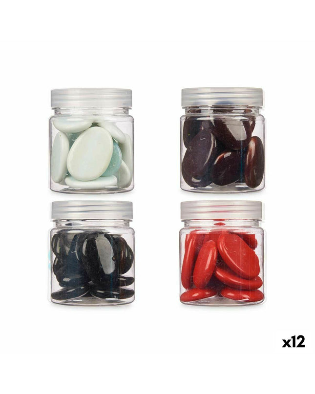 Set of 12 decorative garden stones in white, brown, black, and red by Gift Decor, outdoor landscape decoration, 280g.