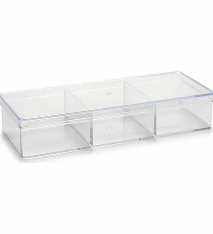 Berilo plastic bathroom organizer with compartments, measuring 20 x 3.5 x 7 cm, for kitchen and bath storage.