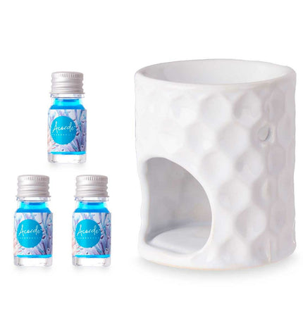 Acorde Ocean essential oil burner with 12 essential oils, decorative home and kitchen accessory, 11 x 19.8 x 6.5 cm size.