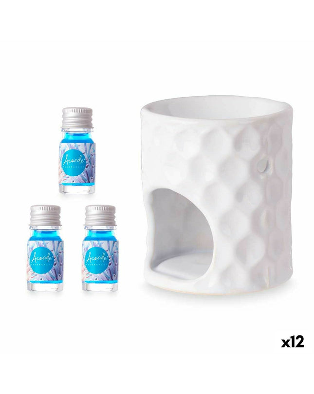 Acorde essentiële olie brander Ocean in zwart, 11x19.8x6.5 cm, with 12 essential oils bottles, suitable for home and kitchen decor.