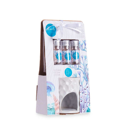 Acorde Ocean essential oil burner with 12 bottles, home decor and kitchen item, measuring 11x19.8x6.5 cm, for aromatherapy.