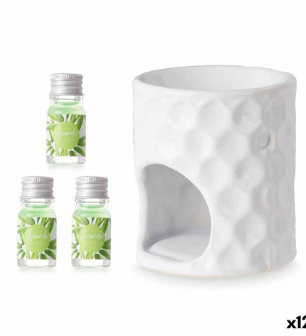 Acorde essentiële olie brander in bamboe, 11x19.8x6.5 cm, with twelve essential oils bottles, ideal for home decor and aromatherapy.