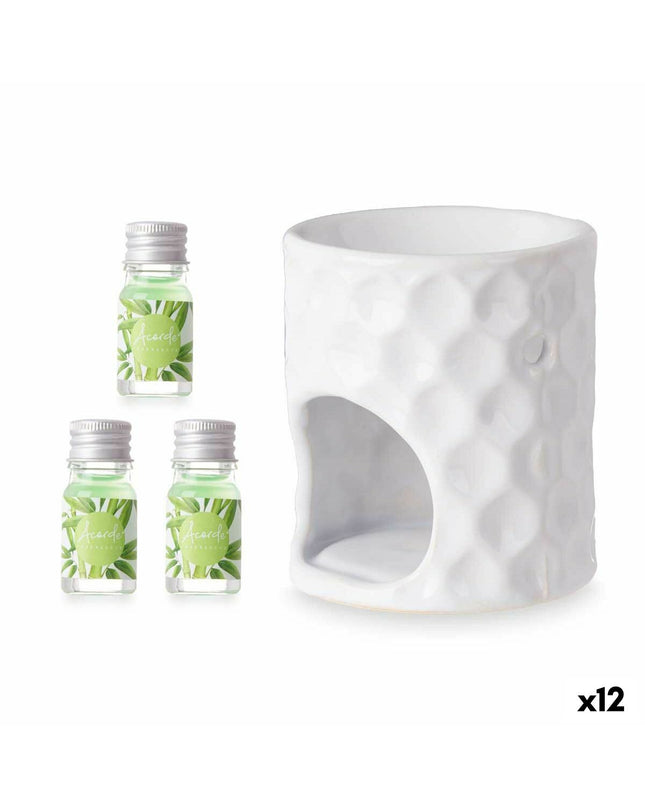 Acorde essentiële olie brander in bamboe, 11x19.8x6.5 cm, with twelve essential oils bottles, ideal for home decor and aromatherapy.