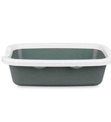 Set of 11 Mascow plastic cat litter trays in white and anthracite, measuring 25x11x2 cm and 0.38x16x58.5 cm each.