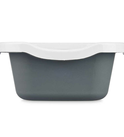 Set of 11 Mascow plastic cat litter trays in white and anthracite, measuring 25x11x2 cm and 0.38x16x58.5 cm each.