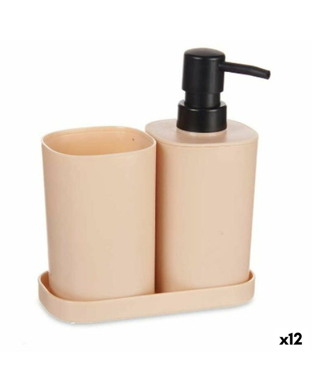 Set of 12 Berilo black and beige polypropylene bath mats, suitable for home and kitchen use, shown in a close-up image.