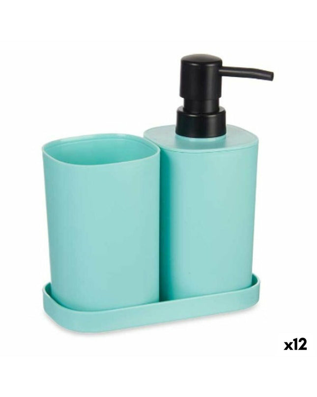 Set of 12 black and green Berilo polypropylene bathroom and kitchen brushes with ergonomic handles.