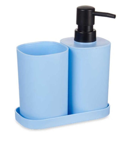Set of 12 blue and black Berilo polypropyleen bathroom storage containers for home and kitchen use.