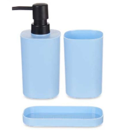 Set of 12 Berilo blauwe en zwarte polypropyleen badsets voor huis en koken, inclusief bad- en huishoudaccessoires