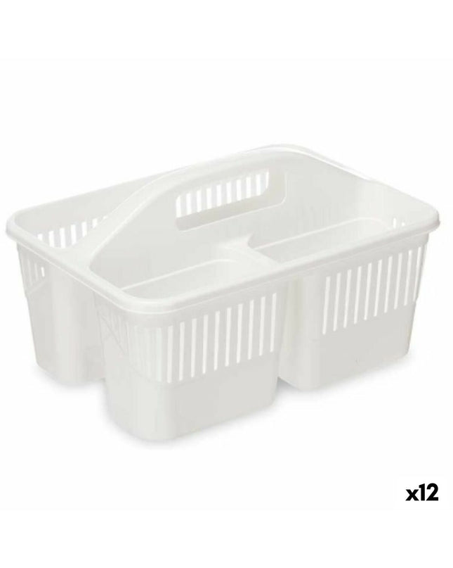 Set of 12 BigBuy Home plastic organizers, 31.3 x 18 x 22 cm, suitable for home, cleaning, and caregiving storage.