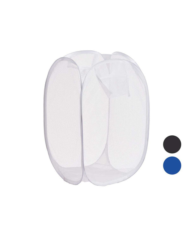Kipit blue, white, and black plastic laundry baskets, 33x33x58 cm, stackable storage containers for home organization.