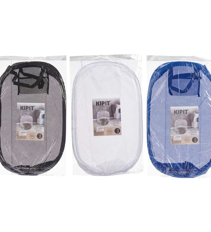 Kipit blue, white, black plastic laundry baskets stacked, 33x33x58 cm, for home storage and organization, set of 24.